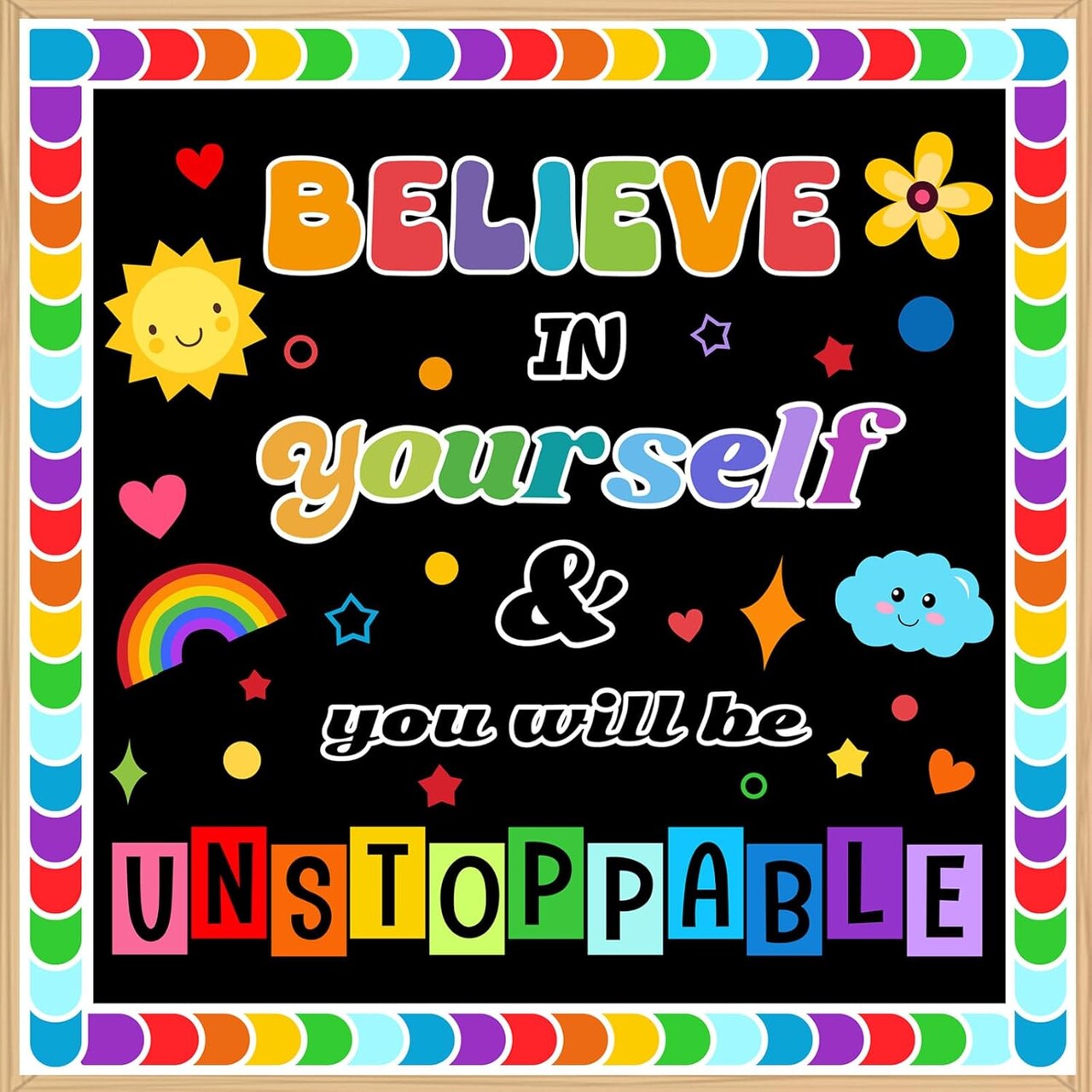 Believe in Yourself Classroom Bulletin Board Decoration Set (Colorful)
